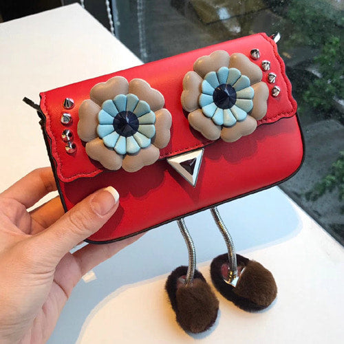 펜디 18 FW 부엉이 체인 숄더백 레드