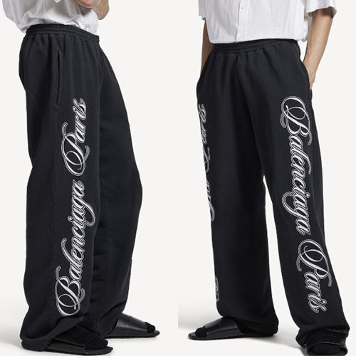 발렌시아가 커시브 배기 팬츠 블랙