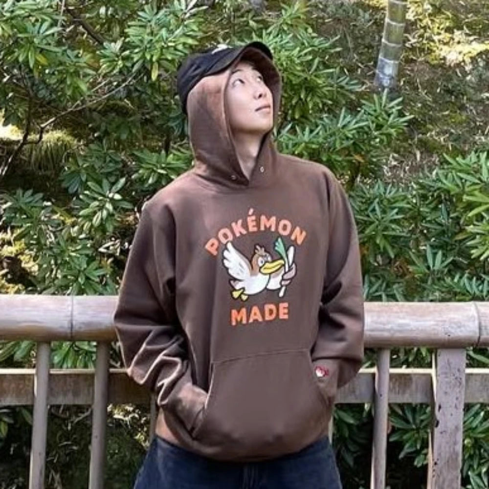 (국내배송, 당일출고) 휴먼 메이드 X 포켓몬 메이드 헤비웨이트 후드 티셔츠 브라운 (BTS RM 착용)