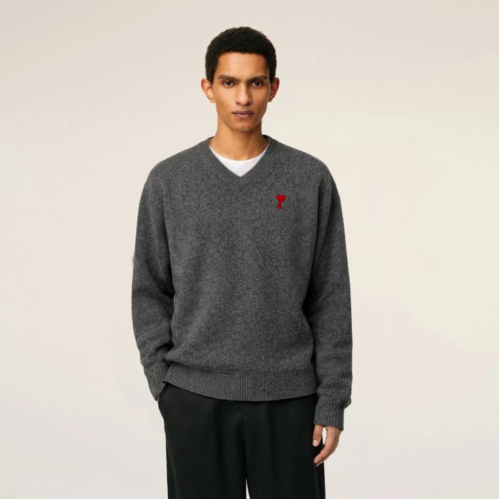 (국내배송, 당일출고)아미 드 꾀흐 엠브로이더리 V넥 울 스웨터 (남성)