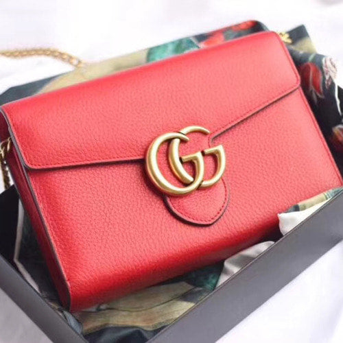 구찌 마몬트 체인 월렛 숄더백 레드