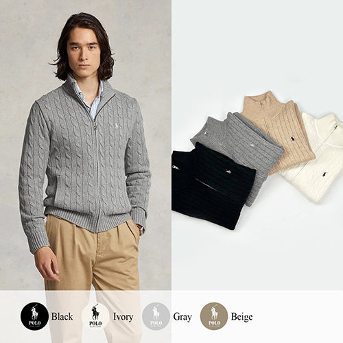 (국내배송, 당일출고) 폴로 케이블  집업 스웨터 ~4Color~